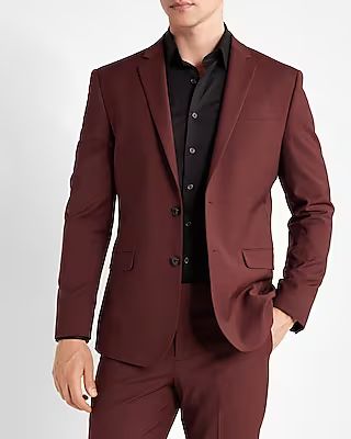 Slim Burgundy Wool-Blend Modern Tech Suit Jacket | Express
