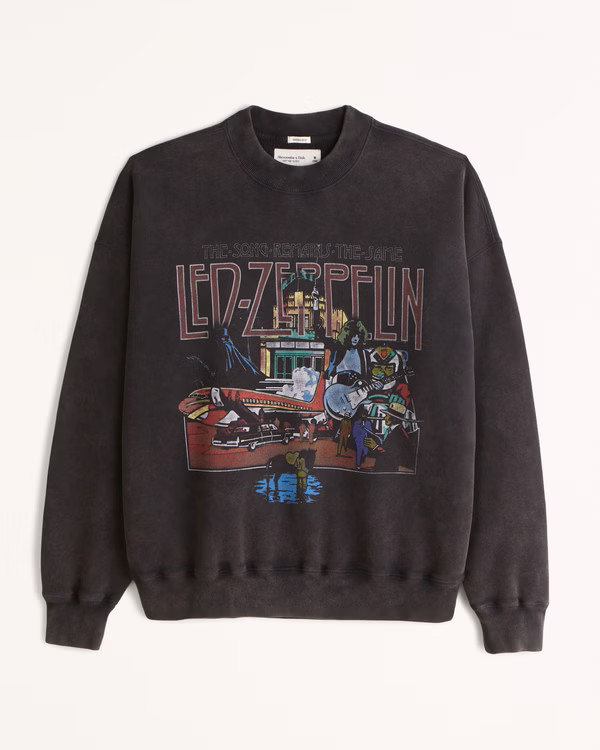 Men's Led Zeppelin Graphic Crew Sweatshirt | Men's Tops | Abercrombie.com | Abercrombie & Fitch (US)