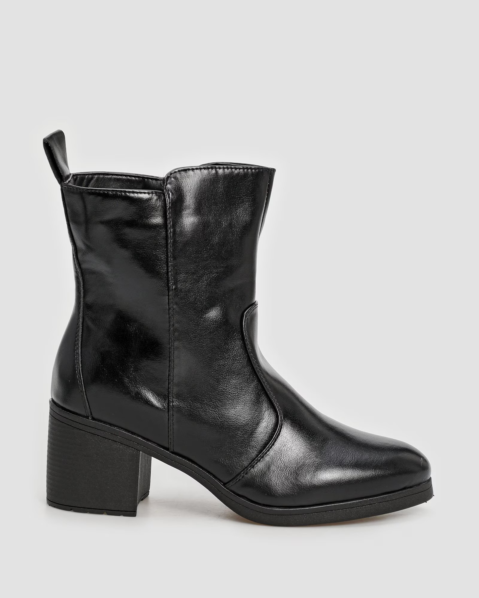 Bota feminina cano médio com salto grosso e zíper 73201 preta | Mooncity | Riachuelo (BR)