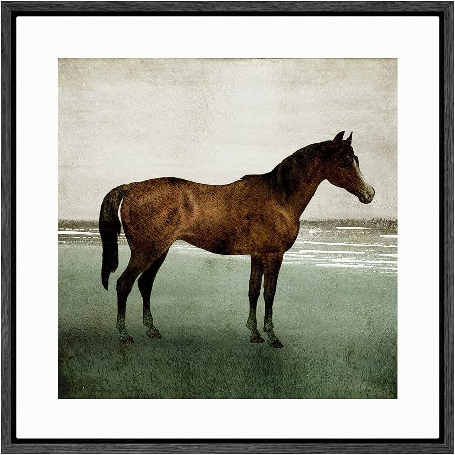 SIGNWIN Framed Canvas Print Wall Art Vintage Farmer's Horse Minimalist Landscape Nature Wildernes... | Amazon (US)