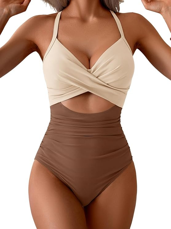 Eomenie Women's One Piece Swimsuits Tummy Control Cutout High Waisted Bathing Suit Wrap Tie Back ... | Amazon (US)