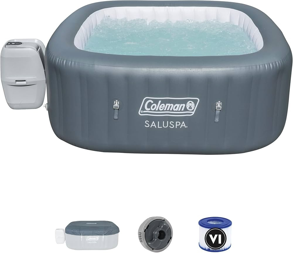 Coleman 15442-BW SaluSpa 4 Person Portable Inflatable Outdoor Square Hot Tub Spa with 114 Air Jet... | Amazon (US)