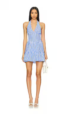 MORE TO COME Davina Halter Midi Dress in Blue Stripe from Revolve.com | Revolve Clothing (Global)