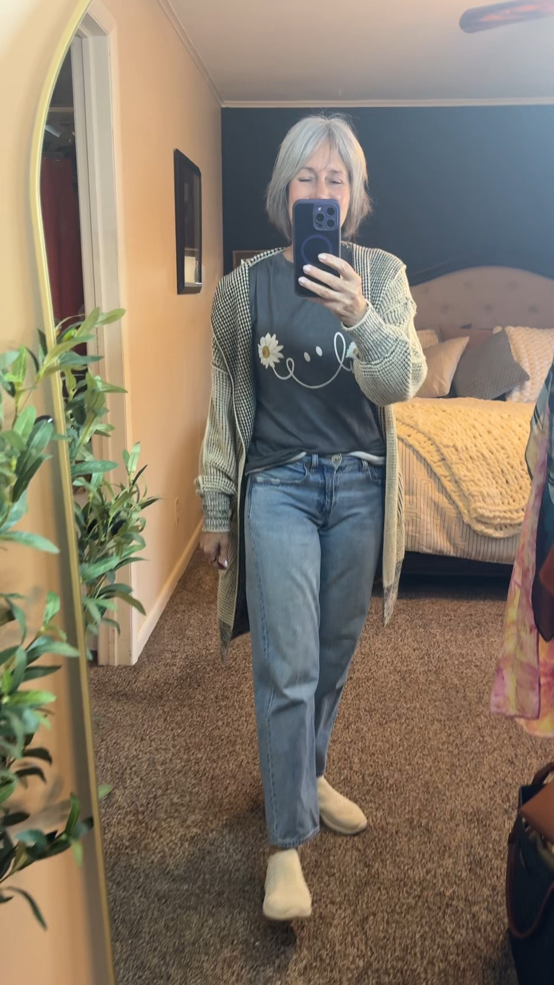 Ootd for a day of watching my 2 2 year old grandchildren!  It’s going to get warm later so I w ill definitely take off my cardigan but it’s perfect for cool mornings    I cant find the exact top in Amazon but I tagged another 

#LTKOver40 #LTKSeasonal #LTKootd