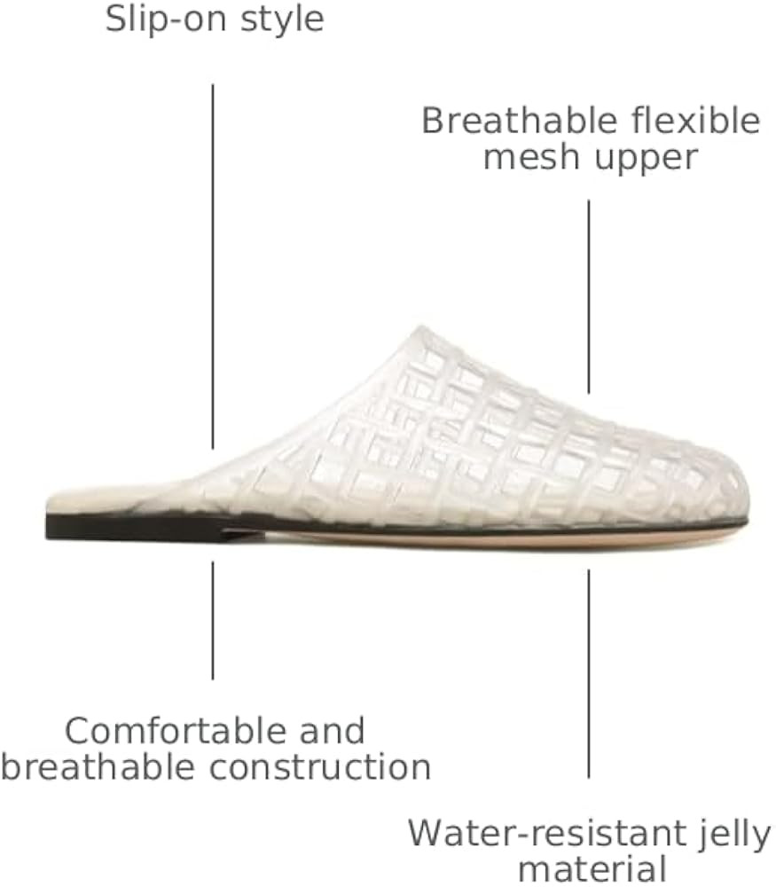 Clear Jelly Shoes for Women Slip on Mesh Slides Sandals Comfortable Closed Toe Flats Sandals Jell... | Amazon (US)