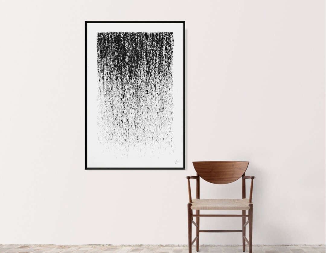 ORIGINAL Ink Art, Black and White Abstract Wall Art Large Wall Art, Moody Minimalist Wall Art, Ze... | Etsy (US)