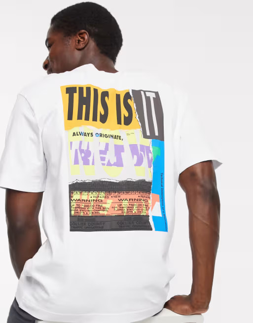 Selected Homme – Weit geschnittenes, weißes T-Shirt mit Grafik-Rückenprint | ASOS (Global)