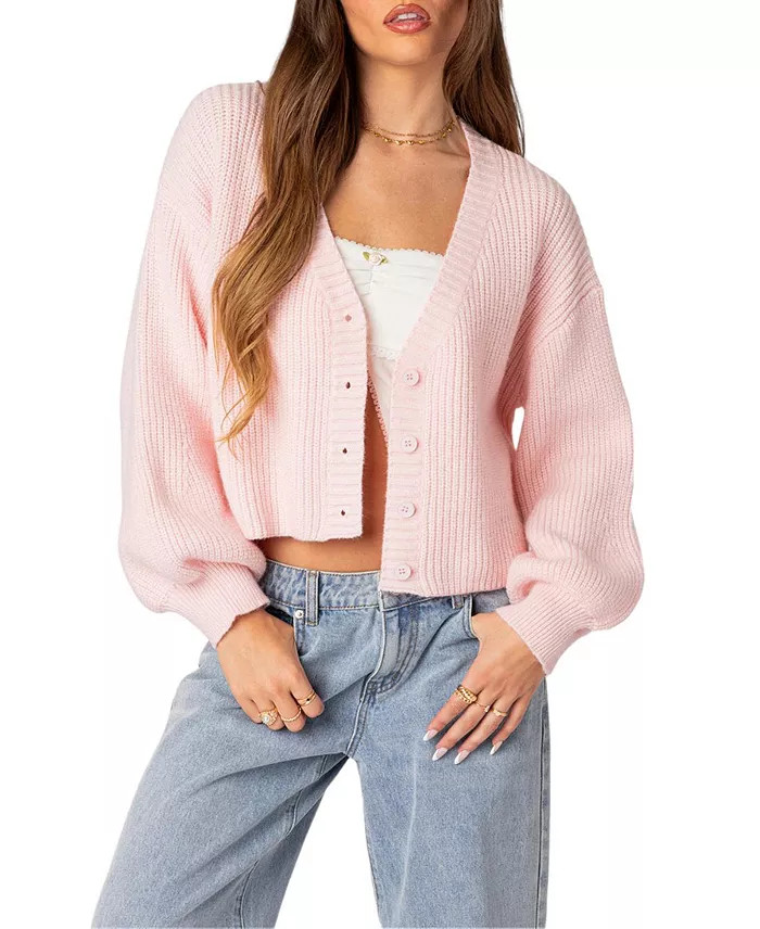 Edikted Sabrina Chunky Knit Cropped Cardigan Back to results -  Women - Bloomingdale's | Bloomingdale's (US)