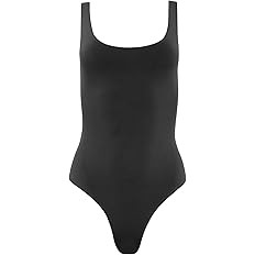 Almere Everyday Essential Double Lined Basic Tank Bodysuit for Women | Amazon (US)