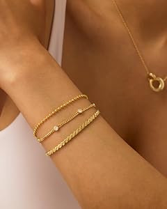 PAVOI 18K Gold Plated Chain Bracelet Pack for Women | Jewelry Set of 5 Stackable Bracelets Paperc... | Amazon (US)