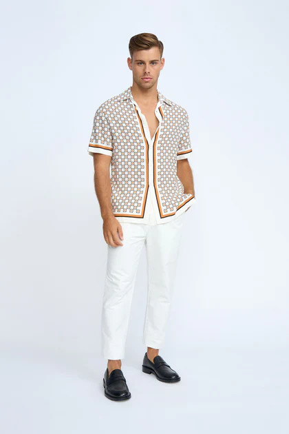 Gino Grid Sun Shirt - Brown Multi | By Johnny