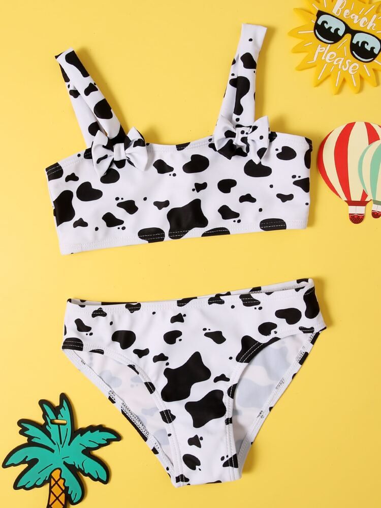 Toddler Girls Cow Pattern Bikini Swimsuit | SHEIN