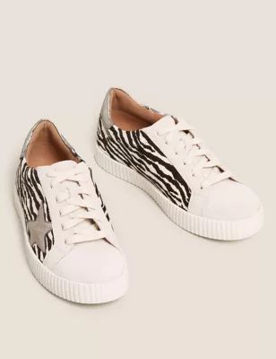 Lace Up Suede Animal Print Star Trainers | Marks & Spencer (UK)