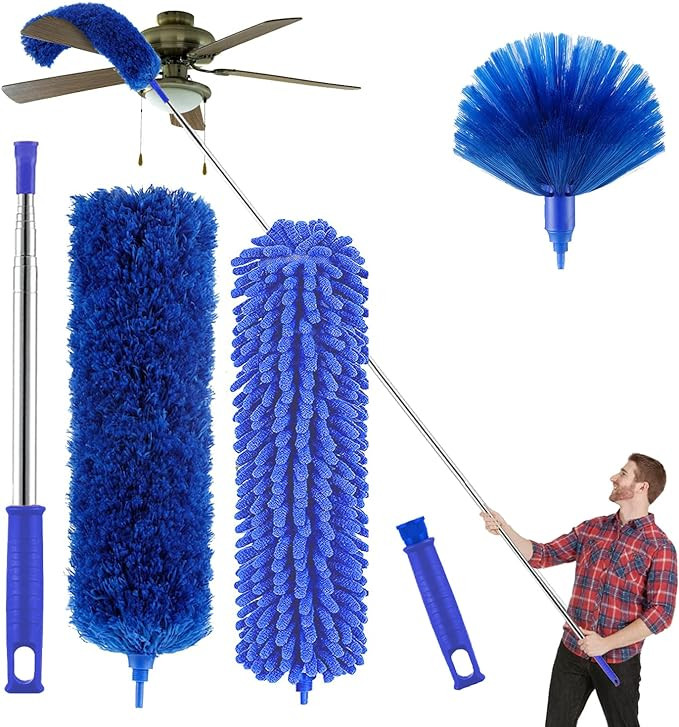 Microfibre Duster for high Ceilings, Duster for Cleaning Fan Cobweb, 100" Telescopic Extension Po... | Amazon (US)
