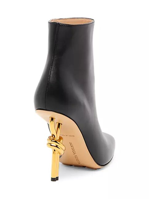 90MM Knot-Heel Leather Booties | Saks Fifth Avenue