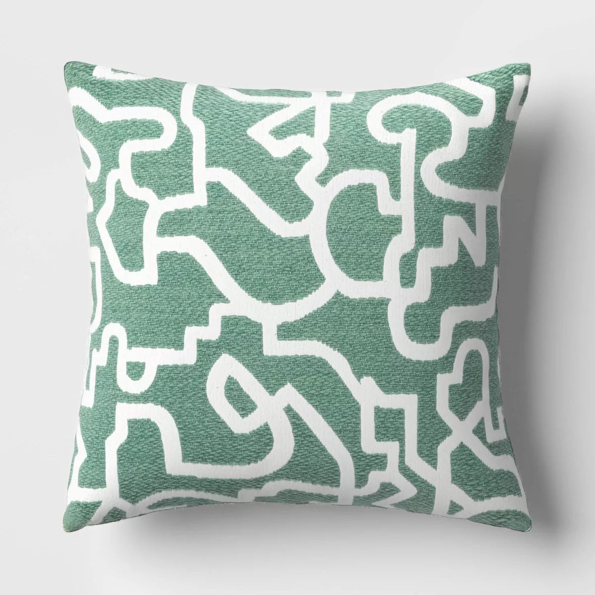 Geometric Pattern Chunky Woven Jacquard Square Throw Pillow Green - Threshold™ | Target
