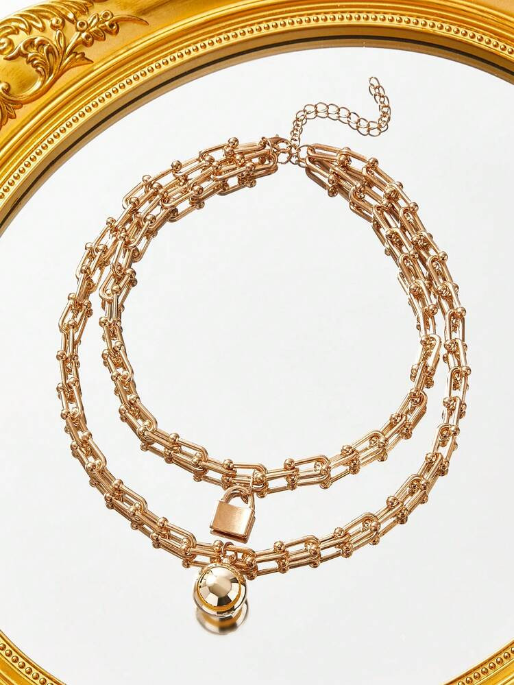 SHEIN SXY Lock Layered Necklace | SHEIN