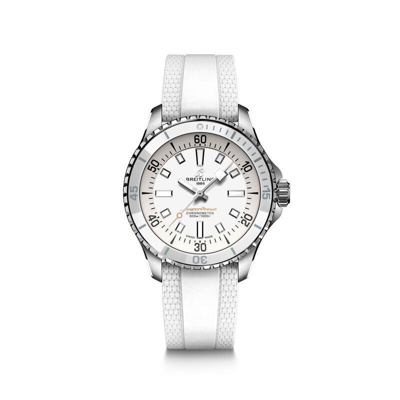 Breitling Superocean Automatic 36 Watch Steel Case White Dial White Strap, 36mm | Ben Bridge Jeweler
