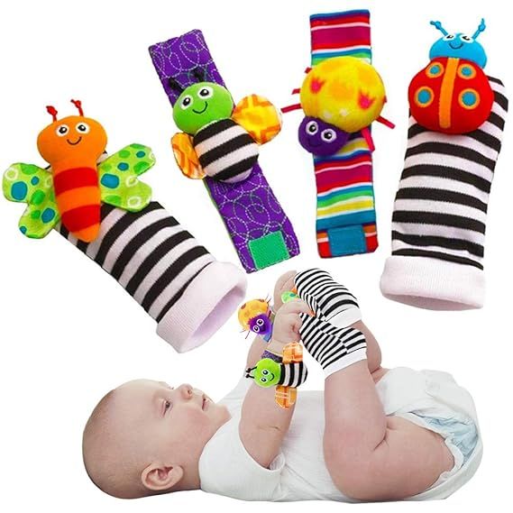 Blige SMTF Cute Animal Soft Baby Socks Toys Wrist Rattles and Foot Finders for Fun Butterflies an... | Amazon (US)