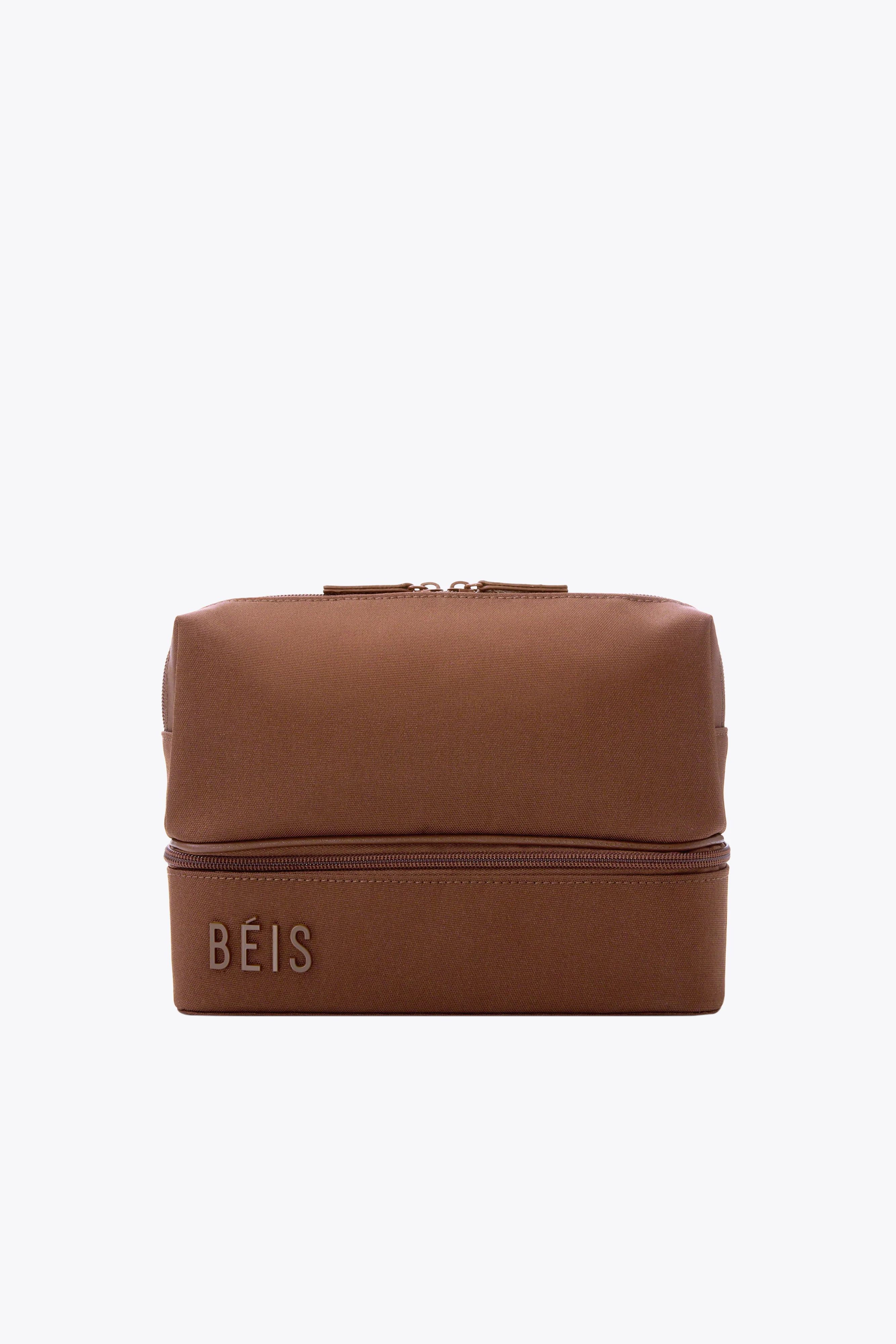 BÉIS 'The Cosmetic Organizer' in Maple - Brown Cosmetic Travel Case & Toiletry Bag | BÉIS Travel