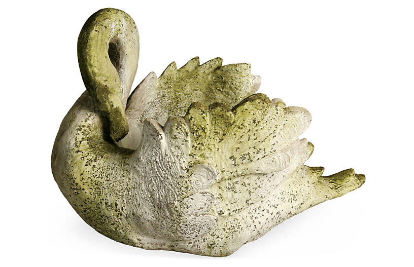 22" Swan Planter, White Moss | One Kings Lane