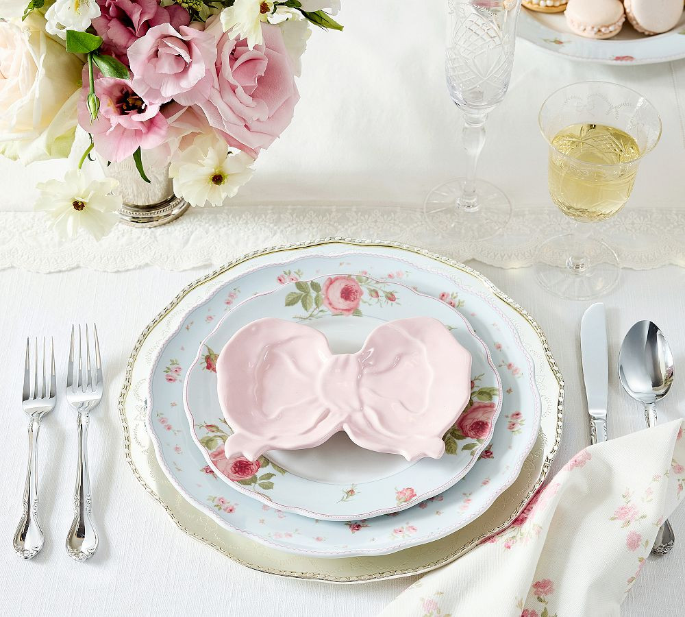 LoveShackFancy Bow Stoneware Appetizer Plates - Set of 4 | Pottery Barn (US)