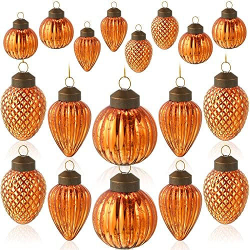 Set of 24 Fall Tree Ornaments Thanksgiving Orange Ornaments Assorted Mini Glass Ornaments Fall Ornam | Amazon (US)