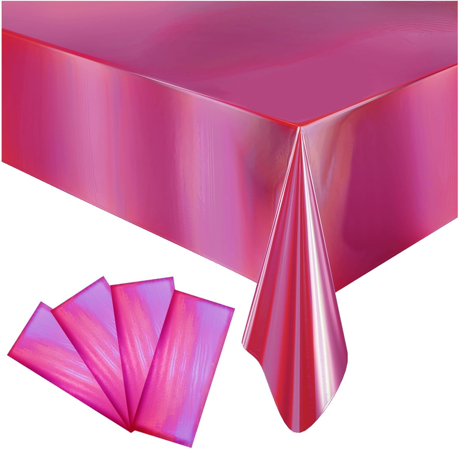 4 Pack Iridescent Plastic Tablecloths Disposable Table Cover Sparkly Foil Table Cloth for Rectang... | Amazon (US)