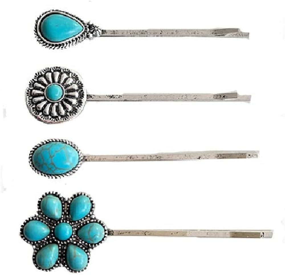 4 Pieces Retro Hair Pins for Women Girls Man-made Turquoise Decorative Bobby Pins Vintage Hairpin... | Amazon (US)