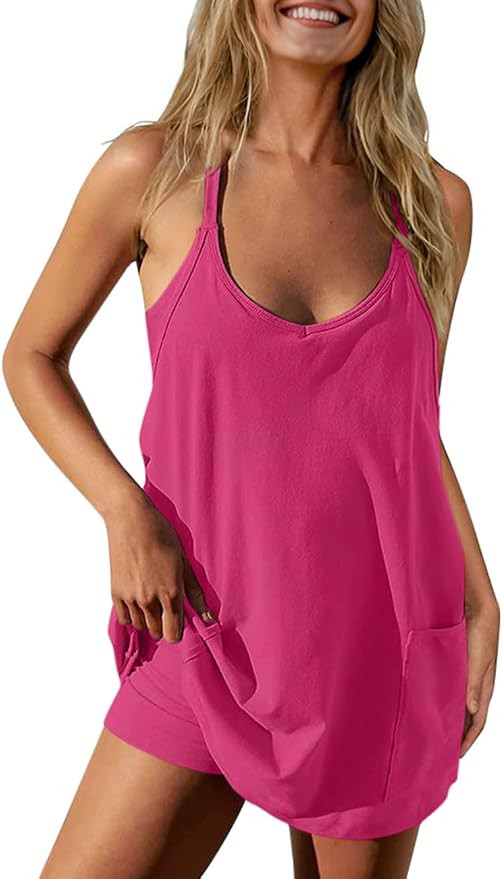 TARSE Athletic Dress for Women Casual Sleeveless Spaghetti Strap Sundress Workout Short Tennis Dr... | Amazon (US)