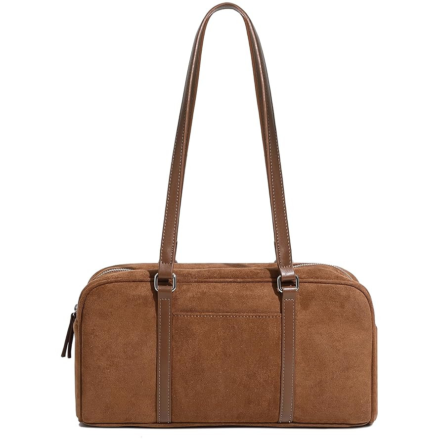 Women's Faux Suede Boston Bowler East West Le Teckel Satchel Swing Shoulder Bag | Amazon (US)