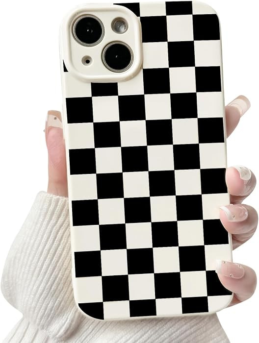 NITITOP Compatible for iPhone 13 Case Cute Checkered - Black White | Amazon (US)