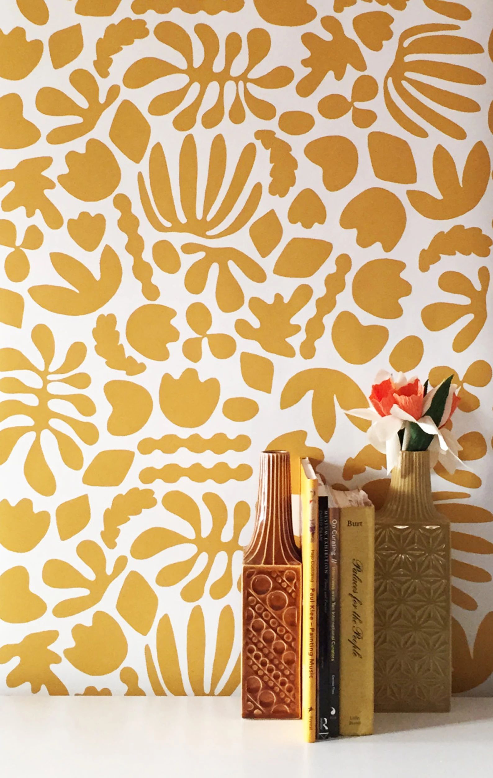 Removable Wallpaper // Muse Mustard // Removable and perfect for renters | Etsy (US)