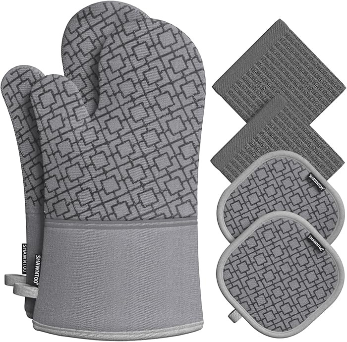 Oven Mitts and Pot Holders Sets 6pcs, Kitchen Oven Glove,High Heat Resistant 550 Degree Extra Lon... | Amazon (US)