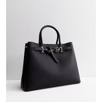 Black Leather-Look Buckle Tote Bag Vegan New Look | New Look (UK)