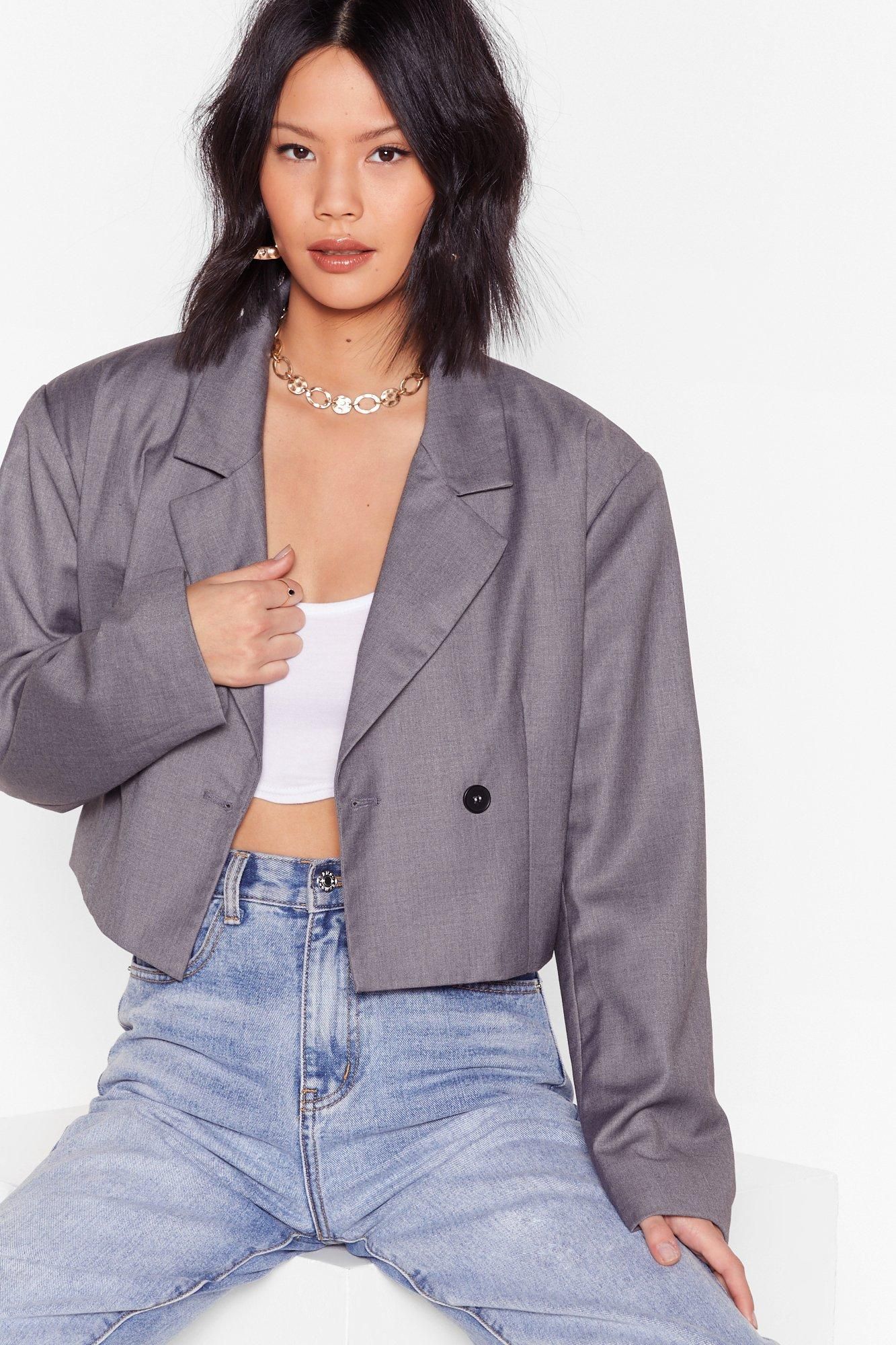 Womens Oh Crop Tailored Cropped Blazer - Grey | NastyGal (US & CA)