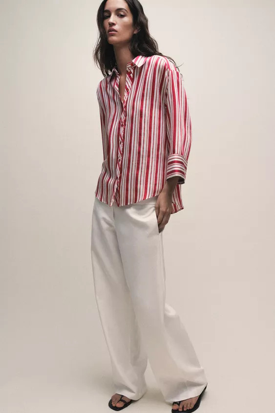 STRIPED SHIRT WITH TURN-UP SLEEVES | Zara UK