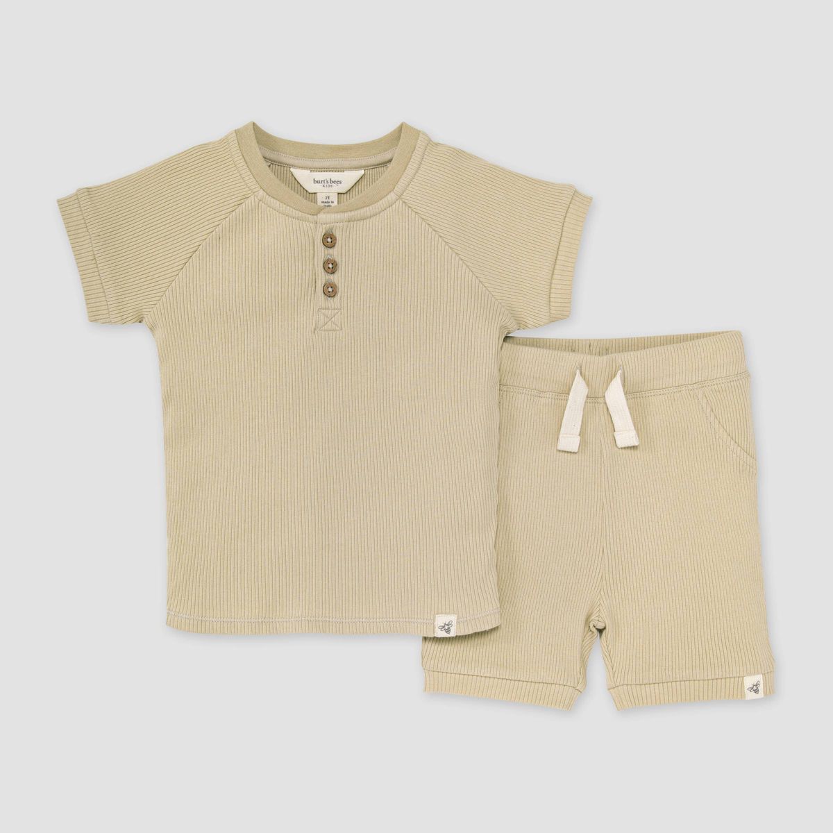 Burt's Bees Baby® Ribbed T-Shirt & Shorts Set - Brown | Target