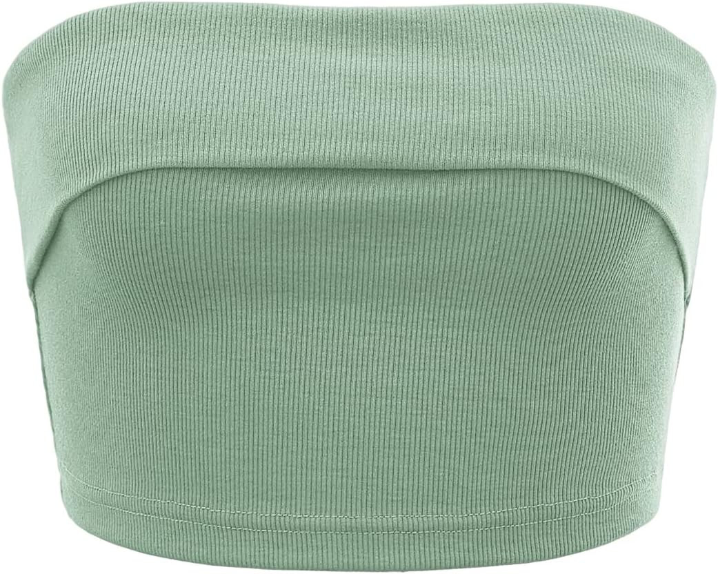 SOLY HUX Women's Ribbed Knit Basic Y2K Crop Tube Top Sleeveless Strapless Casual Summer Tops | Amazon (US)