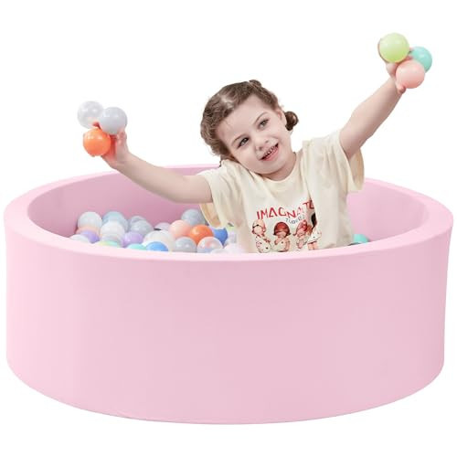 SHJADE Ball Pit for Toddlers, 35.4"x 11.8" Foam Ball Pits, Indoor Soft Round Baby Playpen for Children, Ideal Gift for Toddlers, Pink, (Balls not Included) | Amazon (US)