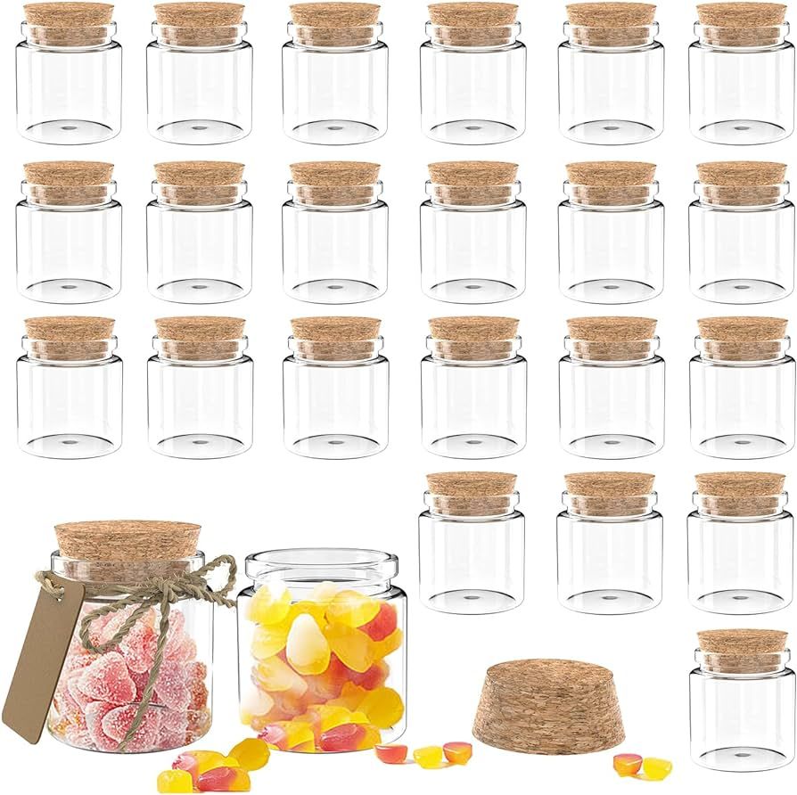 24 Pack 1.7 Oz Glass Bottles with Cork Stoppers,30 ML Mini Small Glass Bottles for Wedding Favors... | Amazon (US)