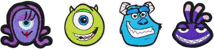 Monsters Cartoon Characters Embroidered Patch Set of 4 Iron On Patches | Amazon (US)