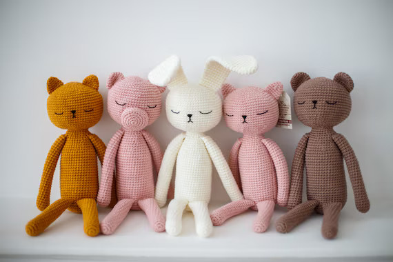 Newborn Animal Toys  Simple Sleepy Bear Catty Pig Bunny. | Etsy | Etsy (US)