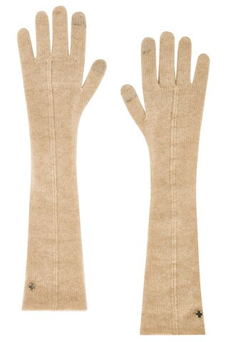 HANDSOME STOCKHOLM Cashmere Long Gloves in Beige - Beige. Size all. | FWRD 
