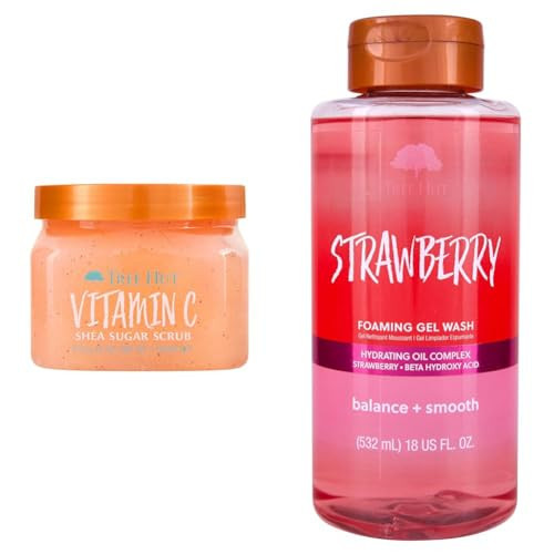 Tree Hut Vitamin C Shea Sugar Scrub, 18 oz & Strawberry Foaming Gel Wash, 18 oz - Hydrating Body Scrub & Cleanser | Amazon (US)