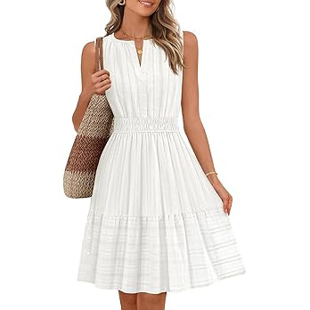 MEROKEETY Women's 2026 Summer Casual Mini Sundress Beach Vacation Sleeveless V Neck Flowy A Line ... | Amazon (US)