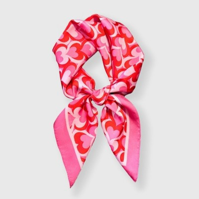 Anna-Kaci Women's Heart Print Square Satin Scarf Smooth Lightweight Fabric Stylish Neck Hair Accessory 27.5x27.5in - Pink | Target