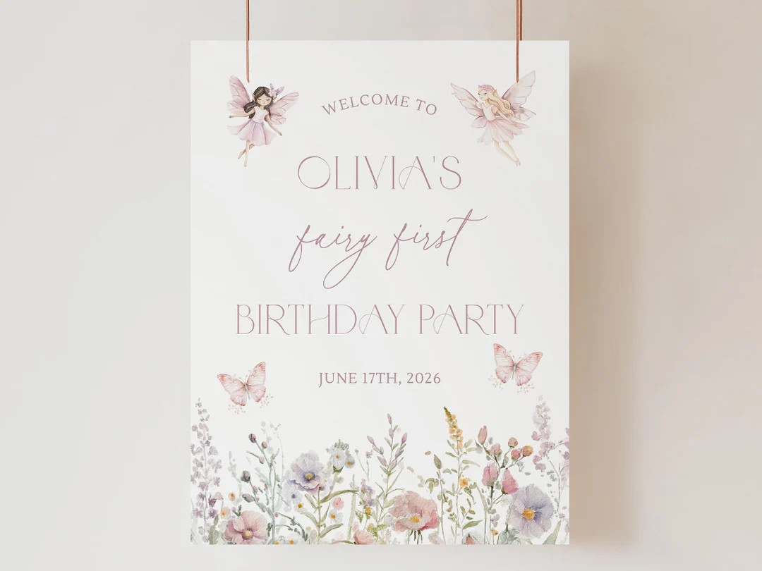 Fairy First Birthday Welcome Sign Fairy Birthday Sign Fairy First Bday Welcome Sign Fairy Welcome... | Etsy (US)
