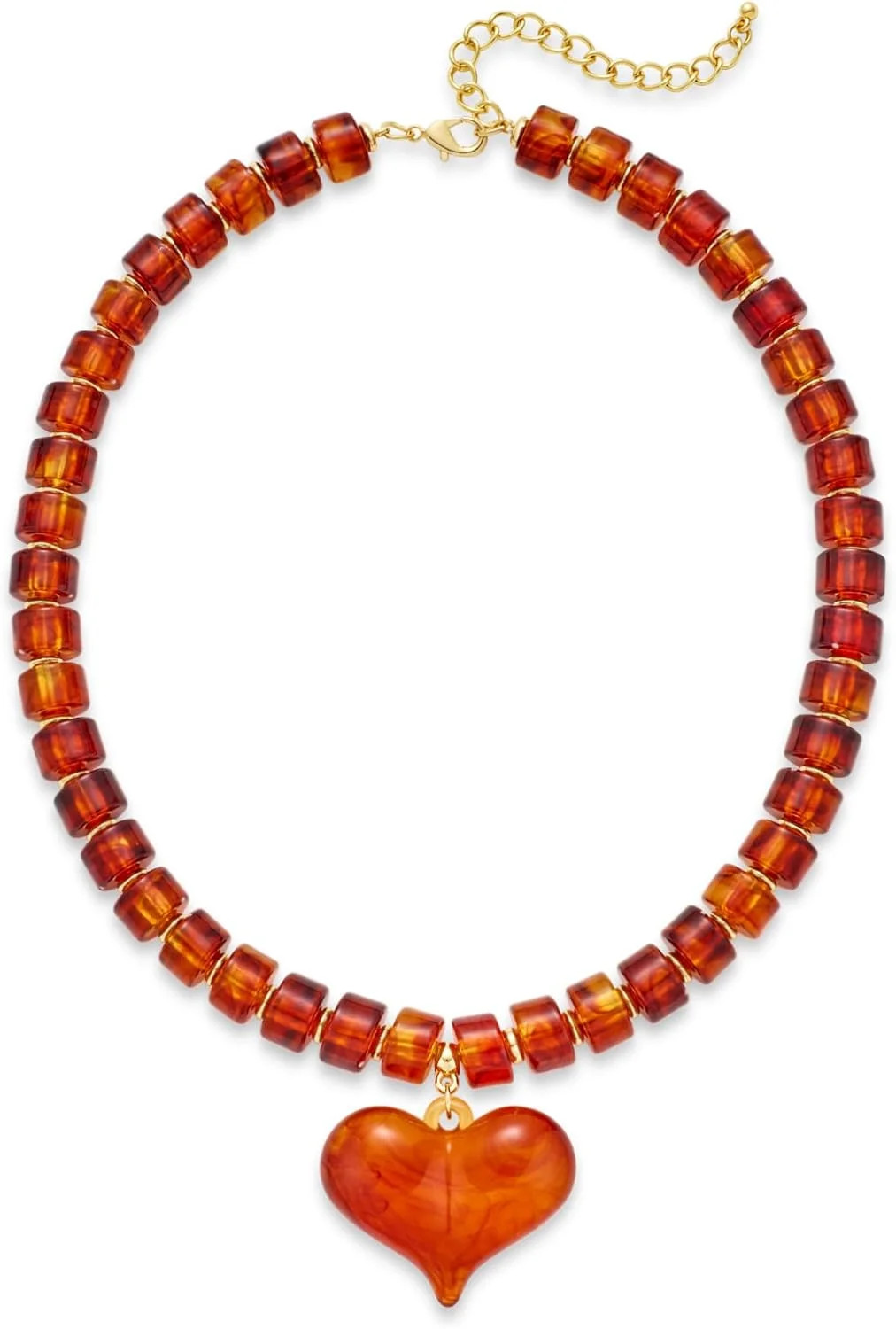 Amber Acrylic Chunky Heart Penadnt Necklace for Women Exaggerated Statement Puff Heart Choker Nec... | Walmart (US)