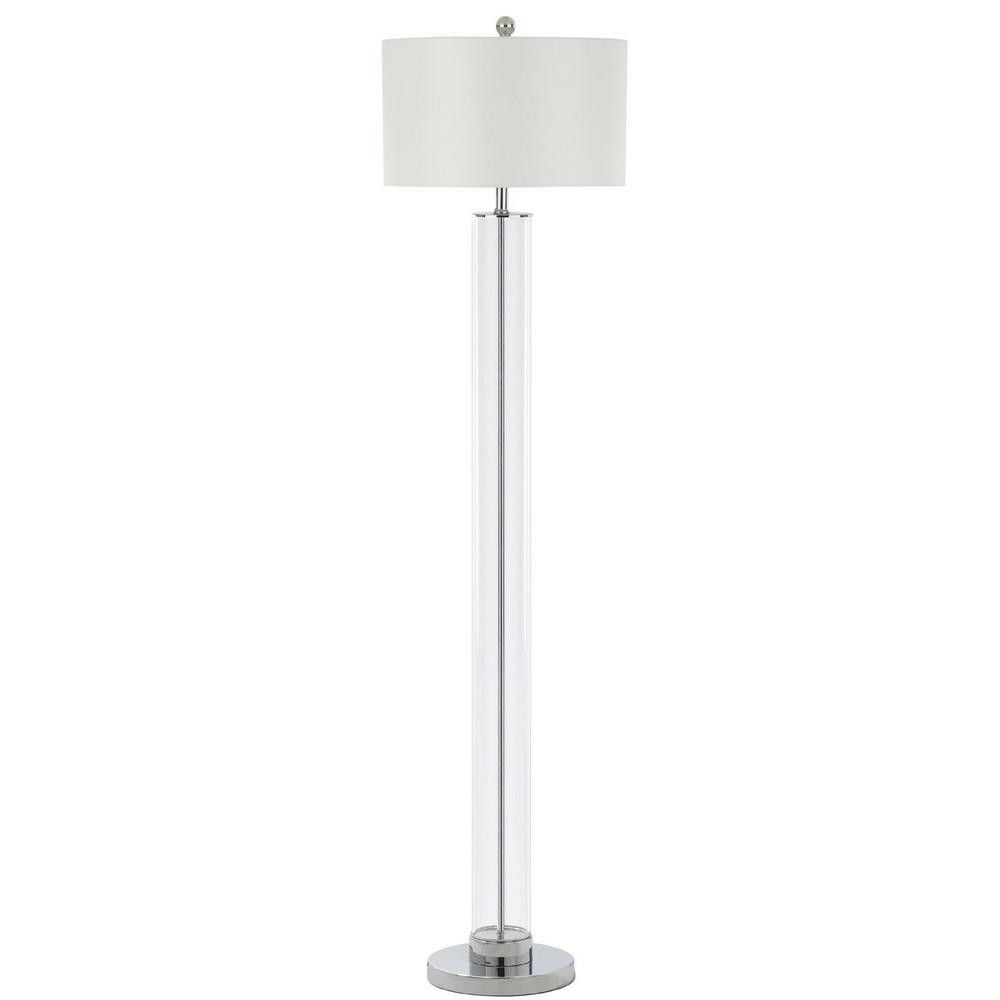 Safavieh Lovato 64 in. Clear Glass Floor Lamp with Off-White Shade | The Home Depot